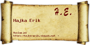Hajka Erik névjegykártya
